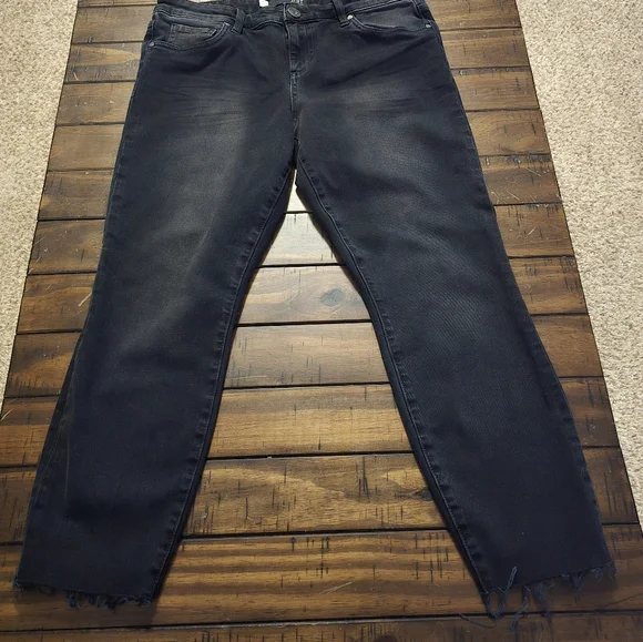 KUT From The Cloth Donna Ankle Skinny Raw Hem Black Size 10 - Picture 2 of 7